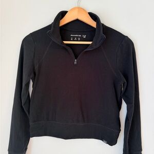 Girls Black Quarter-Zip Top
